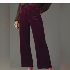 Anthropologie Maeve The Colette Corduroy Wide Leg Burgundy/Violet/Magenta Sz 25